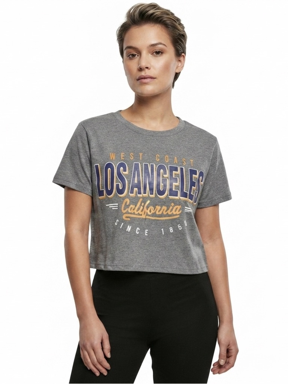 Los Angeles California Crop Tee Shirt Romwe